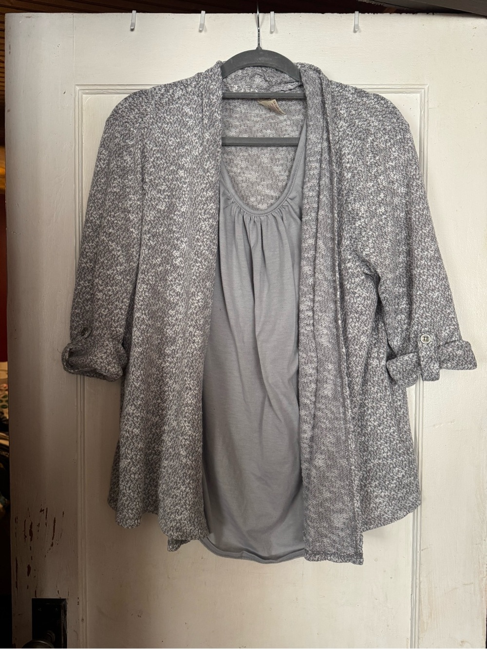 Faded Glory 2X Gray Layered Look Faux Cardigan Top 18W 20W